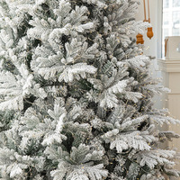 Sapin de Noël artificiel pré-éclairé FD CT-021, design floqué, grand sapin de Noël blanc floqué, pré-éclairé