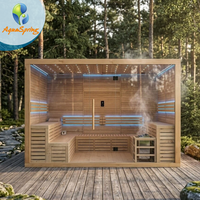 Sauna traditionnel extérieur de luxe pour 10 personnes, idéal pour les projets commerciaux, avec poêle Harvia et cabine en bois de cèdre rouge
