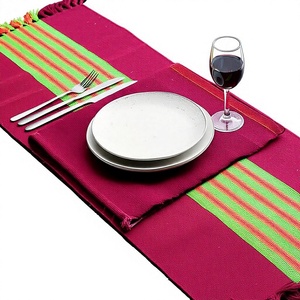 Natural Accent Customizable Jute Table <b>Runner</b> Striped Printed Pattern Machine Made Eco-Friendly Traditional Rustic Home - Product Image 1