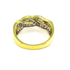 Bijoux fins précieux haut de gamme 18k or jaune massif diamant naturel cône torsion demi-voie bague de fiançailles pour les femmes - Product Image 3