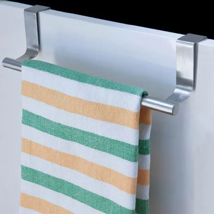 Suporte de toalha de aço inoxidável, rack de toalha do banheiro da cozinha com sem perfuração