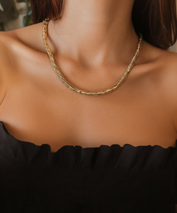 Collana Macy's bicolore con catena testurizzata placcata oro 14K, lunghezza standard, unisex, catena per il corpo alla moda, gioielli in lega per uso quotidiano - Product Image 2