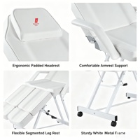 Fauteuil de pédicure professionnel blanc avec dossier inclinable réglable et repose-jambes séparé pour spa, salon et soins des pieds