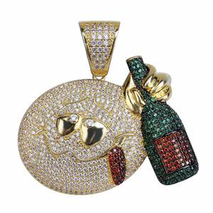 Collar Unisex de Cobre con Colgante de <span class=keywords><strong>Emoji</strong></span> Hip Hop y <span class=keywords><strong>Micro</strong></span> Pavé de Circonitas, Joyería de Moda con Dije de Dibujos Animados Divertido, Venta Caliente Directa de Fábrica - Product Image 4