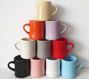 แก้วเซรามิคทรงเอววินเทจ แก้วกาแฟโค้งหลากสี - Product Image 1