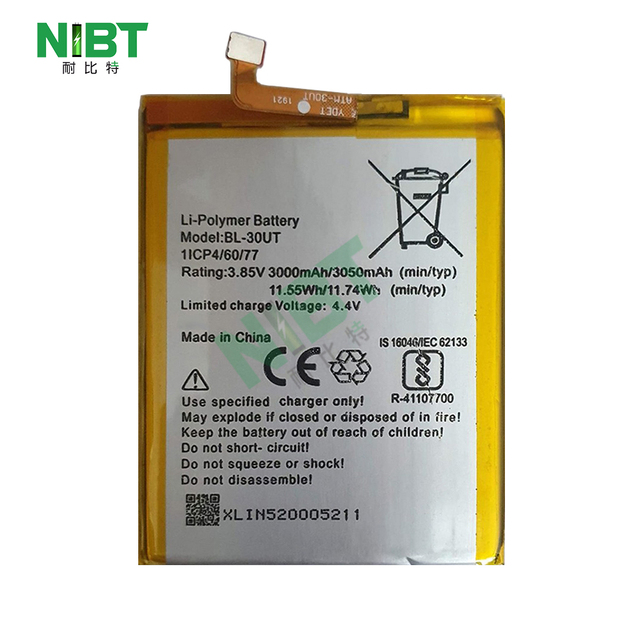 NIBT Wholesale BL-30UT 3000mAh Rechargeable O Cycle Replacement Battery for Infinix Camon CM/Camon I/CA6/in5