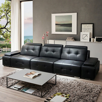 Ensemble de canapés sectionnels en forme de L en cuir véritable de conception européenne luxueuse, avec coussins rembourrés en mousse, appartements, villas, hôtels