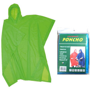 Poncho jetable imperméable en vinyle 52 x 80 pouces pour adultes, randonnée, voyage, taille universelle, léger, avec capuche - Product Image 1