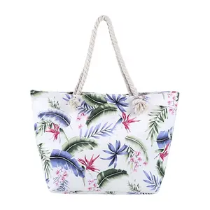 Best selling fashion bag custom canvas bag flower seagrass coconut tree pattern custom microstandard pattern