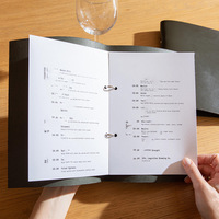 Porte-menu en cuir PU perforé, pochette à feuilles mobiles réutilisable, couverture de classeur A4/A5, organiseur de dossiers de menu en gros