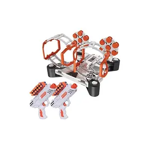 Gyro Rotating Double Target Shooting Game Compatible Spinning Targets with 2 Blaster Toy Guns and 24 Foam Darts and Music