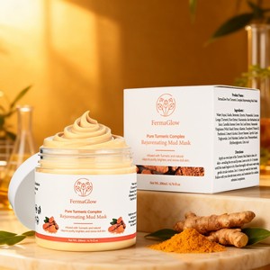 Mascarilla Facial de Arcilla de Cúrcuma Fermentada, Iluminadora, Limpiadora Profunda, Desintoxicante de Poros, Antioxidante, Renovadora de la Piel Opaca, Rejuvenecedora - Product Image 5