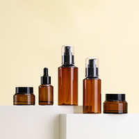 Flacon pulvérisateur cylindrique en PET de 100ml-150ml pour hydrolat et tonique cosmétique, avec épaule oblique marron, pour nettoyant visage