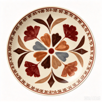 Assiette en céramique d'art populaire vintage, rouge brique, en porcelaine, pour la décoration de table rustique de style ferme