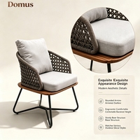 Chaise de jardin moderne en corde tressée résistante aux intempéries avec coussin, structure métallique durable pour patio, mobilier de cour et événements