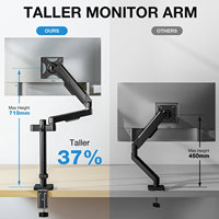 Soporte de Escritorio Ajustable para Dos Monitores Zhongjia, Brazo de Aleación de Aluminio con Resorte de Gas, Inclinación de 90 Grados, Giro de 180 Grados, Rotación de 360 Grados