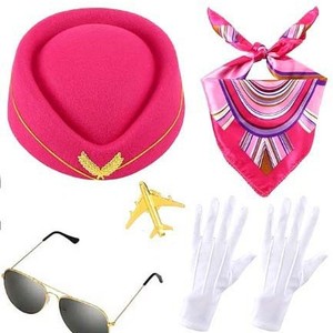 Accessori per Uniforme da <span class=keywords><strong>Hostess</strong></span> Serie PE Age, Cappello Argentato, Sciarpa in Seta e Spilla per Cosplay da <span class=keywords><strong>Hostess</strong></span> di Volo - Product Image 3