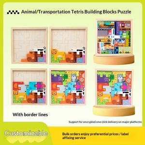 Blocs <span class=keywords><strong>Tetris</strong></span> sur le thème du trafic animalier, éducation précoce, entraînement à l'intelligence, puzzle 3D, jouet en bois pour enfants - Product Image 5