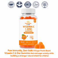 Gummies sans sucre pour enfants à la vitamine C et au zinc, à base de pectine, végétaliennes, pour le soutien immunitaire et l'énergie, complément en marque blanche pour enfants