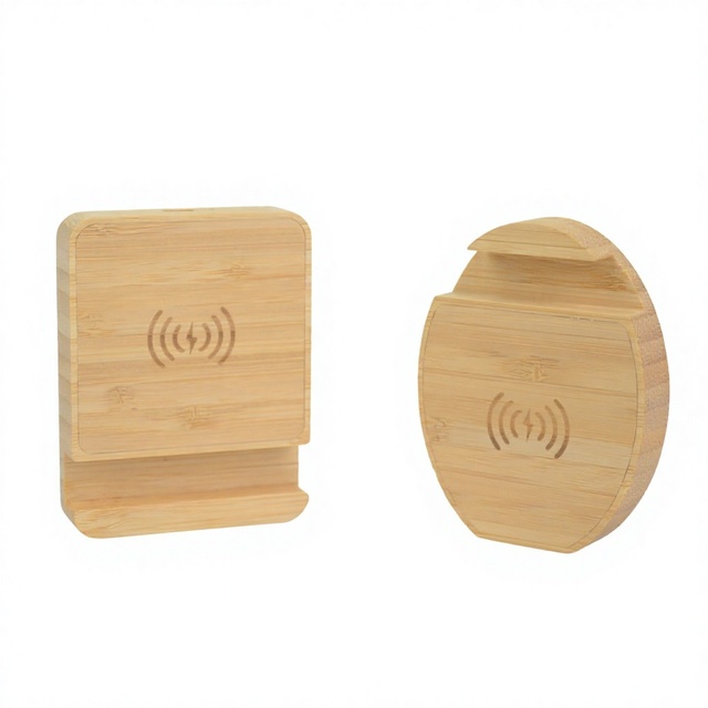 15W Bamboo Wood Wireless Charger 2-in-1 Multifunctional Desktop Fast-Charging Dock