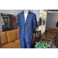 Setelan Blazer pria, harga wajar Pria Bisnis ramping kerah biru solid Bisnis bespoke Suit untuk pria