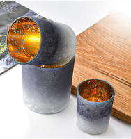 Porte-bougie en verre électroplaqué et peint par pulvérisation, porte-bougie en verre pour aromathérapie DIY, porte-bougie en verre vide motif ciel étoilé