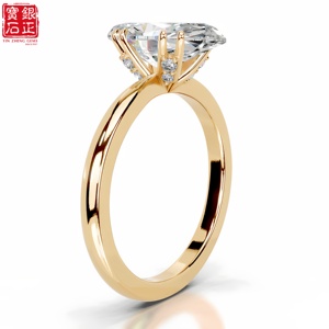 925 纯银镀金莫桑石 5 克拉榄尖形切割双爪镶嵌高级珠宝女士结婚戒指 REACH - Product Image 3