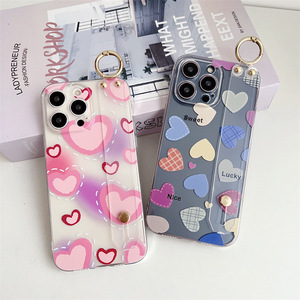 For Samsung Tpu Soft Shell Phone Case With Magnetic Ring Heart Design Transparent Lanyard Wristband Stand Crossbody - Product Image 4