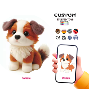 Peluche Personalizzato Cucciolo Bianco e Marrone Intrecciato in Piedi, un Ottimo Compagno per Bambini, Personalizzazione Esclusiva - Product Image 1