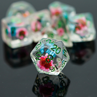Ensemble de dés polyédriques en résine personnalisés pour D&D, 16 mm, rose et bleu, écologiques, avec 7 dés