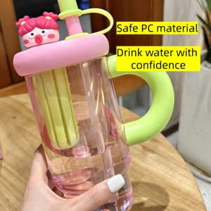 Vaso de Plástico con Pajita de Dibujos Animados, Superventas, Libre de BPA, Antiderrames, Apto para Lavavajillas, Mismo Estilo que el de los Amigos, con Compartimento para Té - Product Image 6