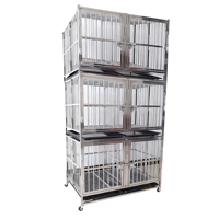 Cage Moderne pour Animaux de Compagnie en Acier Inoxydable, Moyenne/Grande, 6 Portes, Sécurisée, Écologique, Capacité 50 lb, avec Plateau en Plastique, Utilisation Polyvalente