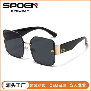 Lunettes de soleil carrées sans monture Miumiu UV400 pour femmes, protection solaire de luxe - Product Image 5