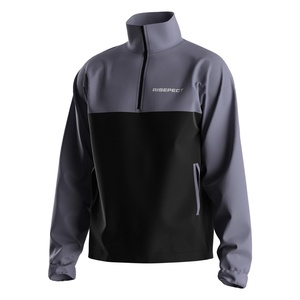 Veste pull pour homme avec fermeture éclair 1/3 et col montant, coupe ajustée pour la gym, la course et les vêtements de loisirs - Product Image 1