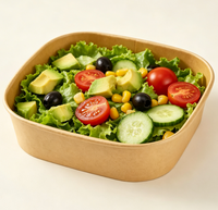 Boîte à emporter en papier kraft carré du Shandong, faible quantité minimale de commande, emballage alimentaire jetable pour petits cafés et magasins de nourriture