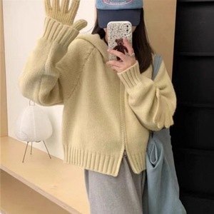 Casaco de Suéter de Malha com Capuz e Zíper de Manga Longa Estilo Coreano para Mulheres - Product Image 2