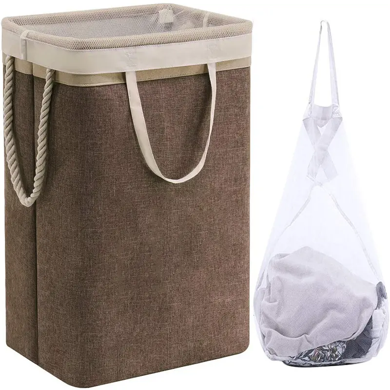 dirty clothes basket foldable woven clean laundry basket clothes storage bin with stand pipe and laundry bag