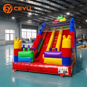 Toboggan gonflable commercial Ceyu Factory en PVC arc-en-ciel avec obstacles, toboggan sec, toboggans gonflables colorés à vendre - Product Image 1