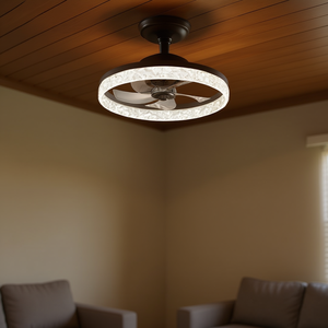 Ventilador de Techo LED de Perfil Bajo de 20 Pulgadas, Hierro Marrón, Motor DC, Control Remoto, Regulable, 6 Velocidades, Diseño Moderno para Sala de Estar - Product Image 2