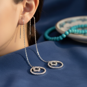 Sterling Silver Ear Thread <b>Earrings</b> Turkish Wholesale Sterling Silver Chain for Woman <b>Earring</b> - Product Image 3
