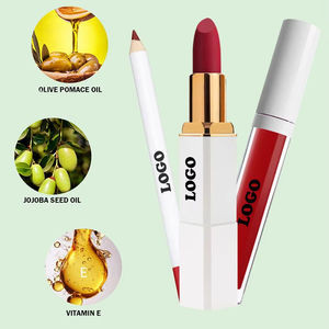 Crayon à lèvres marron de luxe Kit de rouge à lèvres liquide 3 pièces marque privée minéral hydratant mat brillant à lèvres crème longue durée nouveau - Product Image 2