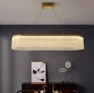 Suspension de luxe en acier inoxydable Salle à manger Lustre rectangulaire en cristal or k9 - Product Image 2