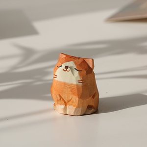 Adornos tallados en madera de perro <span class=keywords><strong>gato</strong></span> <span class=keywords><strong>atigrado</strong></span> naranja hechos a mano lindo escritorio <span class=keywords><strong>y</strong></span> regalo de cumpleaños decorativo montado en el coche para llavero de mujer - Product Image 3