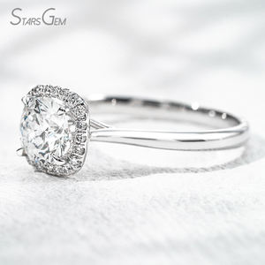 Anillo de Compromiso Halo Solitario de Oro Blanco de 18K con Diamante Cultivado en Laboratorio de Corte Brillante de 1.15ct de Starsgem, Color D Clásico - Product Image 5