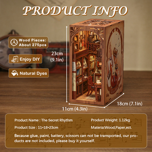 Kit de puzzle en bois 3D Cutebee DIY Crafts, le kit Secret Rhythm Book Nook, <span class=keywords><strong>d</strong></span>écoration <span class=keywords><strong>d</strong></span>'étagère avec couvercle anti-poussière - Product Image 4