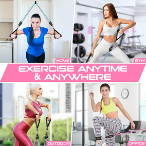 Bandas de Ejercicio Ajustables de TPE para Gimnasio, Bandas de Resistencia Elásticas de Alta Resistencia para Entrenamiento Físico, Juego de 11 Tubos - Product Image 5
