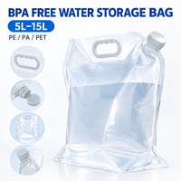 Sac de stockage d'eau pliable 5L-15L sans BPA en PE PA PET avec valve, conteneur portable, poignée pliable, bouchon d'étanchéité, camping en plein air