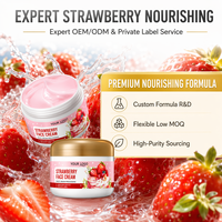 Crème de nuit pour le visage au goût de fraise biologique vegan personnalisable, crème nourrissante, hydratation intense, peau éclatante, fini velours