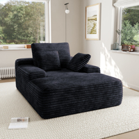 VOXHOME US Envío Directo Apartamento Sala de estar Vacío Comprimido Negro Sofá individual Salón de lectura Sofá cama sin hueso de pana