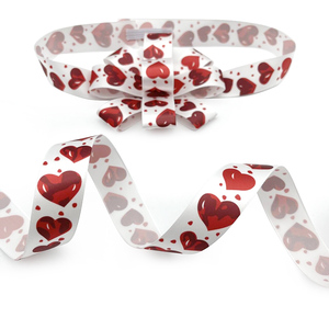 E-Magic 1 Inch Design <strong>Heat</strong> <strong>Transfer</strong> <strong>Printed</strong> Satin Ribbon Bow Colorful <strong>Pre</strong>-Tied Decorative Gift Bow for Valentine's Day Ribbon - Product Image 5